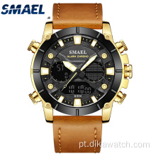 Relógio SMAEL New Fashion Masculino com pulseira de couro de quartzo